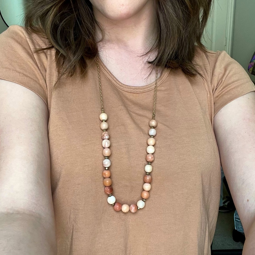 Pink Stone Beaded Necklace
